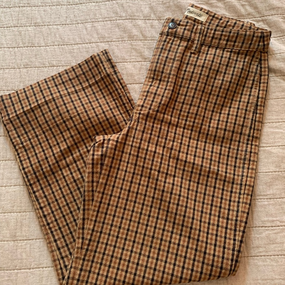 Madewell Emmett Slim Wide Leg Crop in Plaid